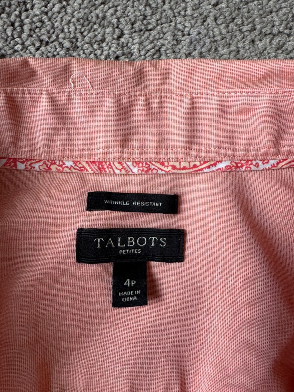 Talbots Coral Sleeveless Button Front Blouse Collared Petite SIZE 4P - Picture 2 of 5